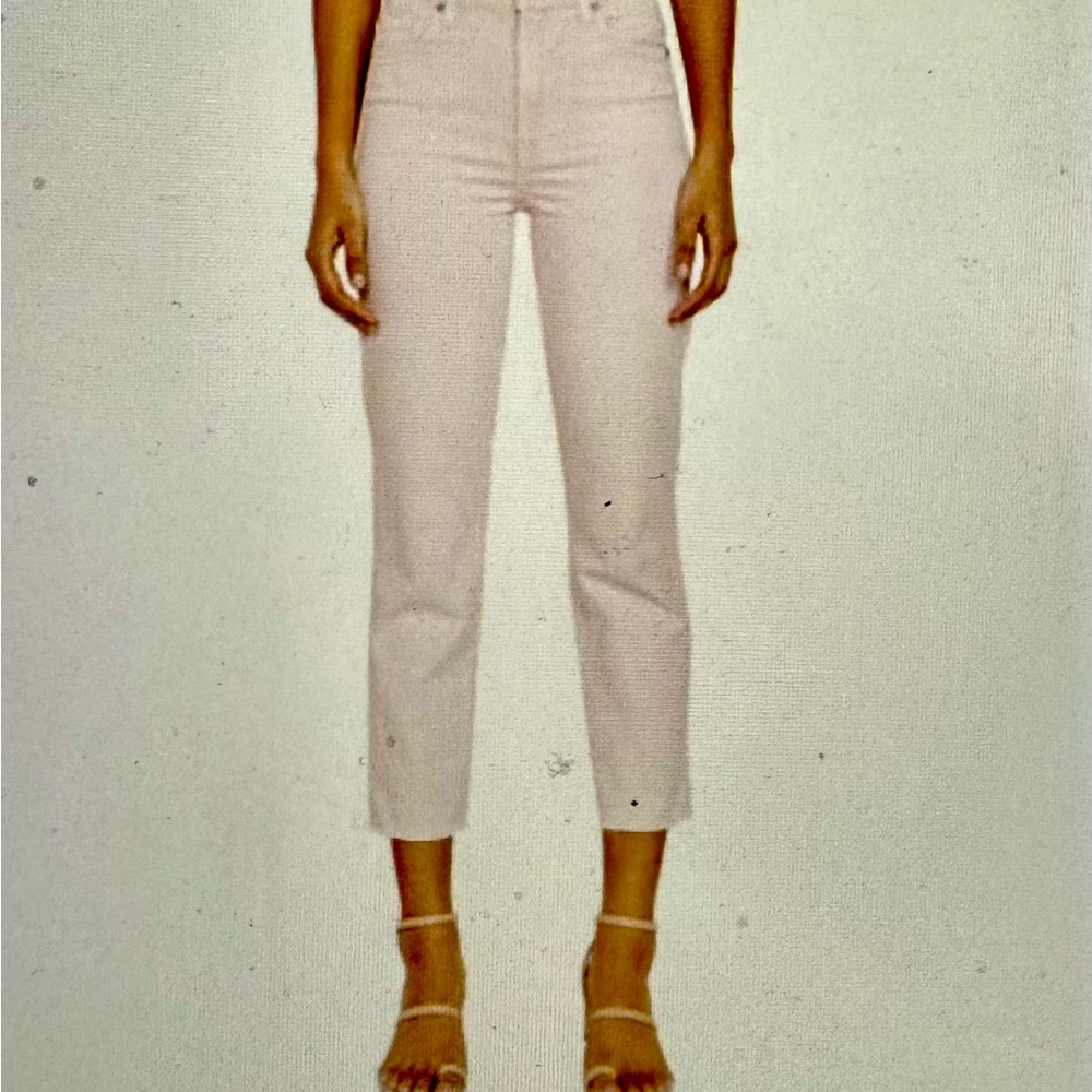 7 for all Mankind High Waist Cropped Straight Mineral Pink Jeans - Picture 11 of 12